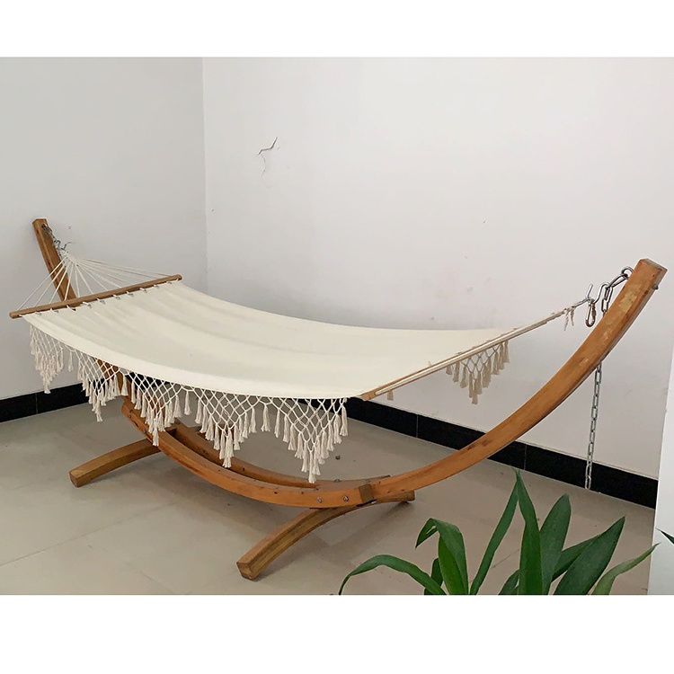 Outdoor And Indoor Swing Bed Leisure Furniture Big Size Hammock With Wooden Stand