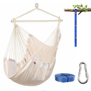 Hammock Chair Hanging Rope Swing Max 500 Lbs 2 Cushions Included Steel Spreader Bar With Anti-slip Rings For Any Space