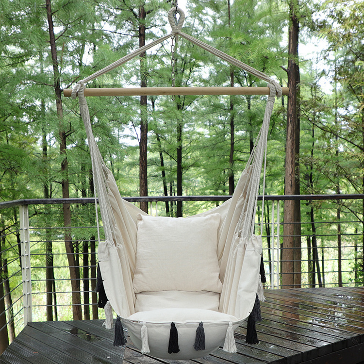 White top Hanging Hammock Chair Fringe