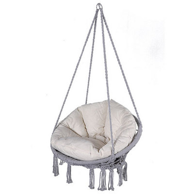 Outdoor Garden Round Handmade Cotton Rope Hanging Seat Macrame Hammock Hanging Chair