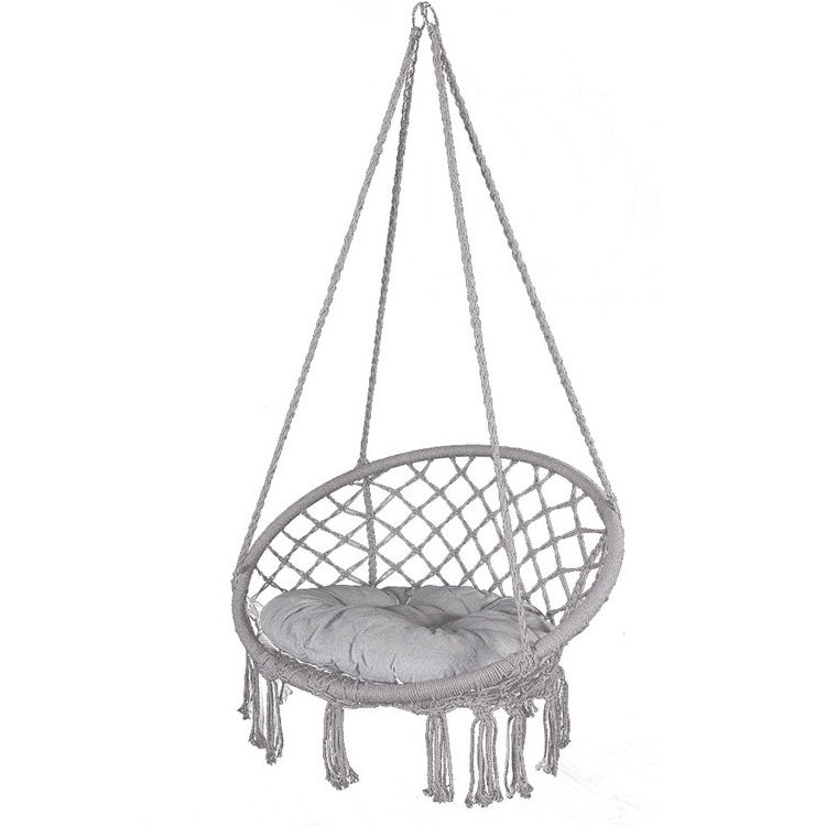 Outdoor Garden Round Handmade Cotton Rope Hanging Seat Macrame Hammock Hanging Chair