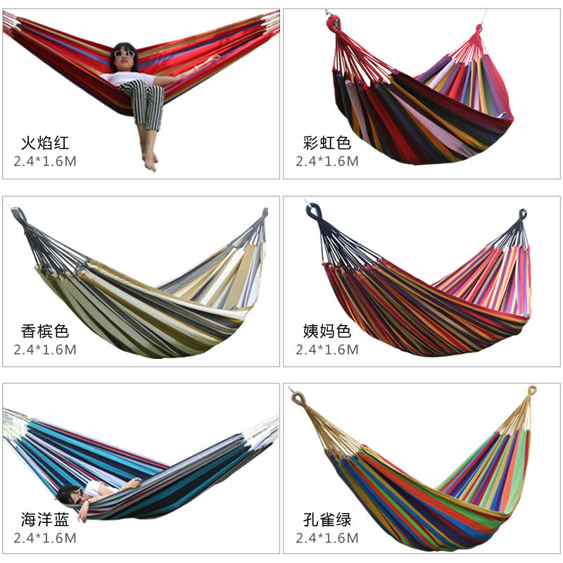 Outdoor Garden Sports Home Travel Camping Swing Hammock Canvas Stripe Hang Bed Hammock