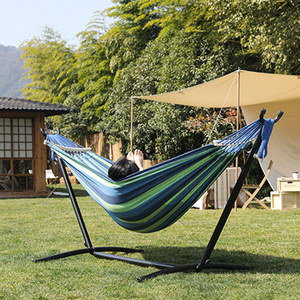 Low Moq Fast Delivery Outdoor Garden Adult Folding Cotton Hanging Swing Bed Macrame Hammock Stand With Metal Frame