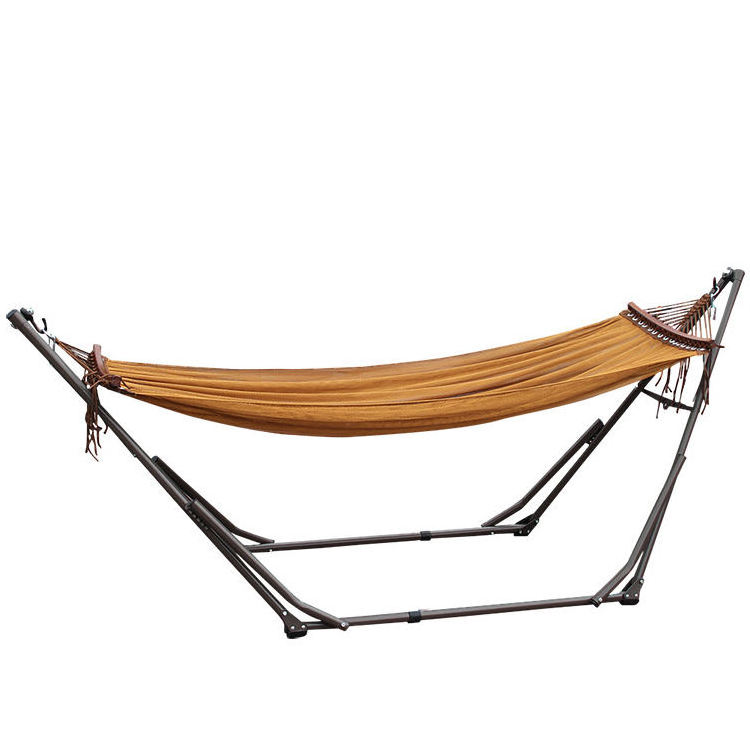 185*150cm Sprayed Iron Pipe Cotton Canvas Hammock Outdoor Camping Beach Patio Hammock Swing Chair With Stand