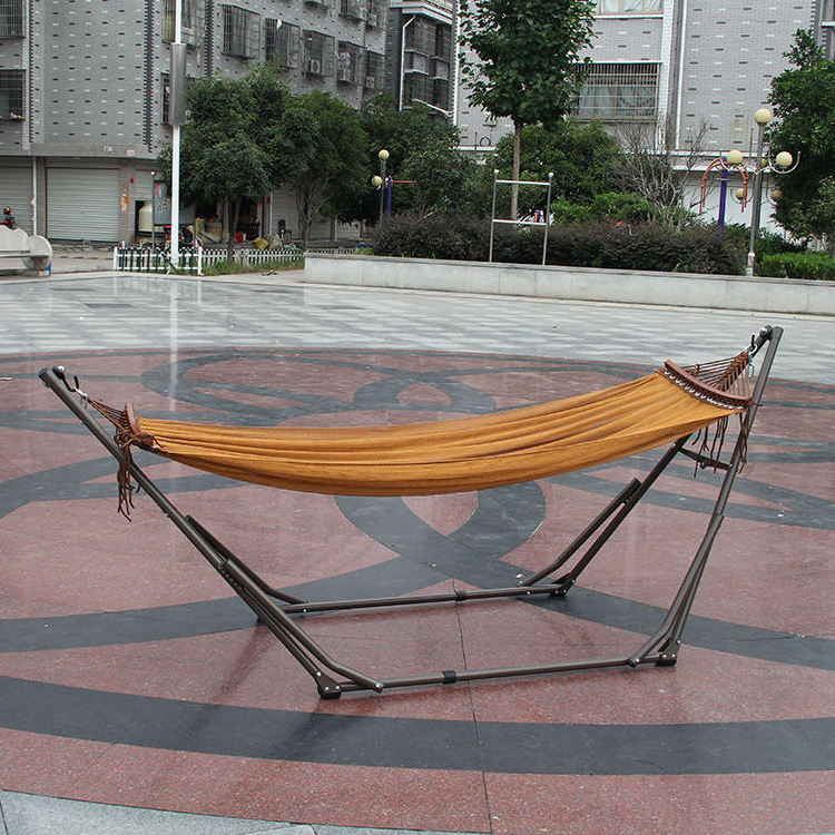 185*150cm Sprayed Iron Pipe Cotton Canvas Hammock Outdoor Camping Beach Patio Hammock Swing Chair With Stand