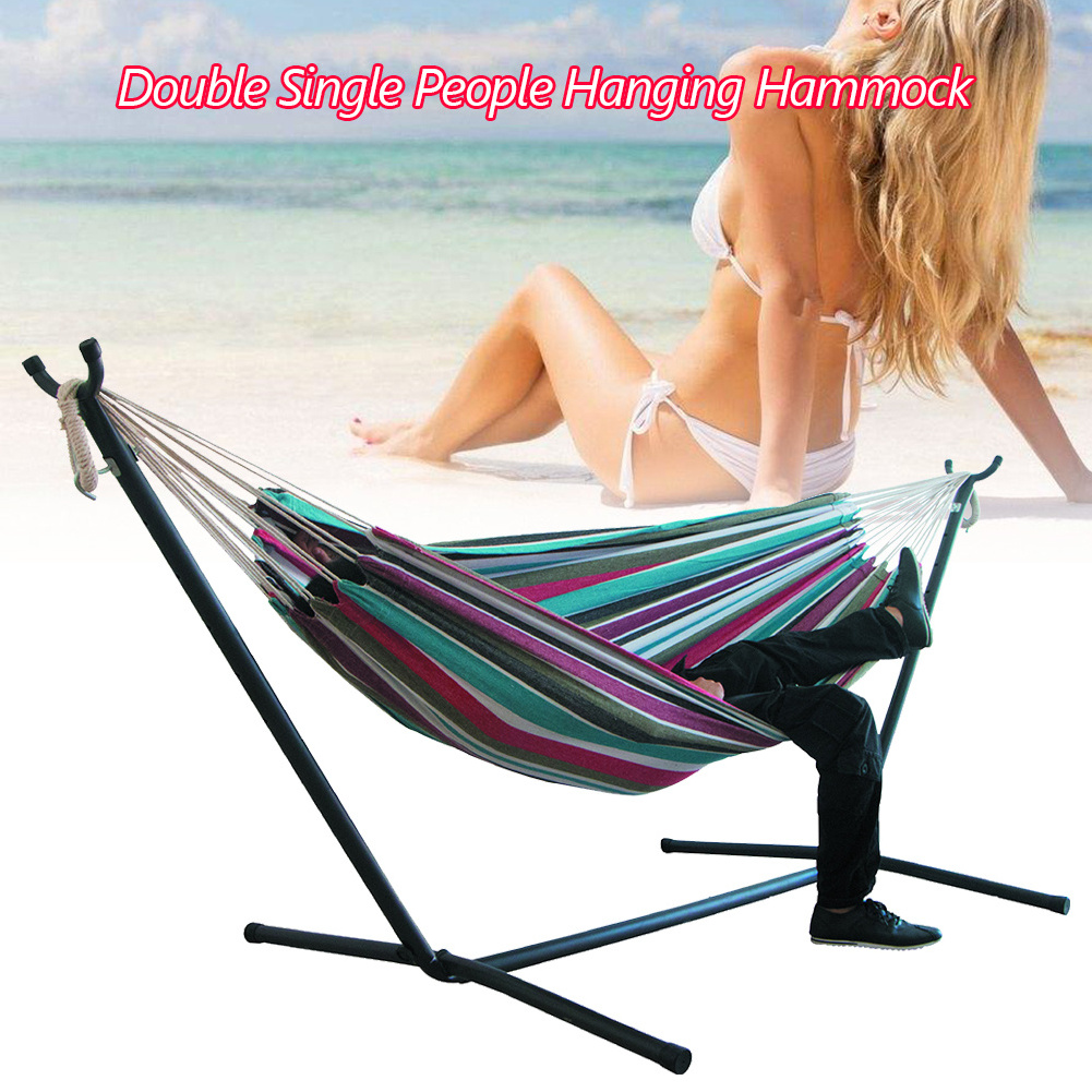 Outdoor Portable Two-person  Thicken Swing Bed Folding Camping Double Hammock Chair With Stand