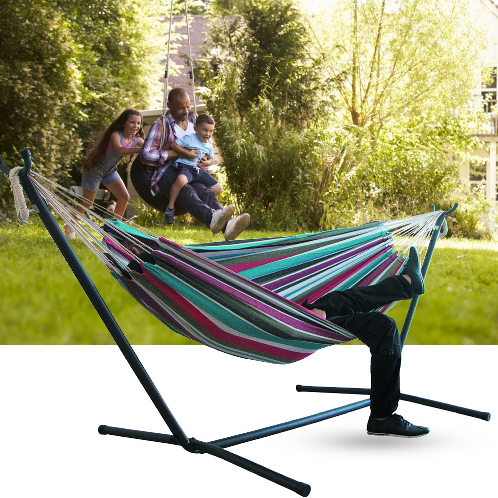 Outdoor Portable Two-person  Thicken Swing Bed Folding Camping Double Hammock Chair With Stand