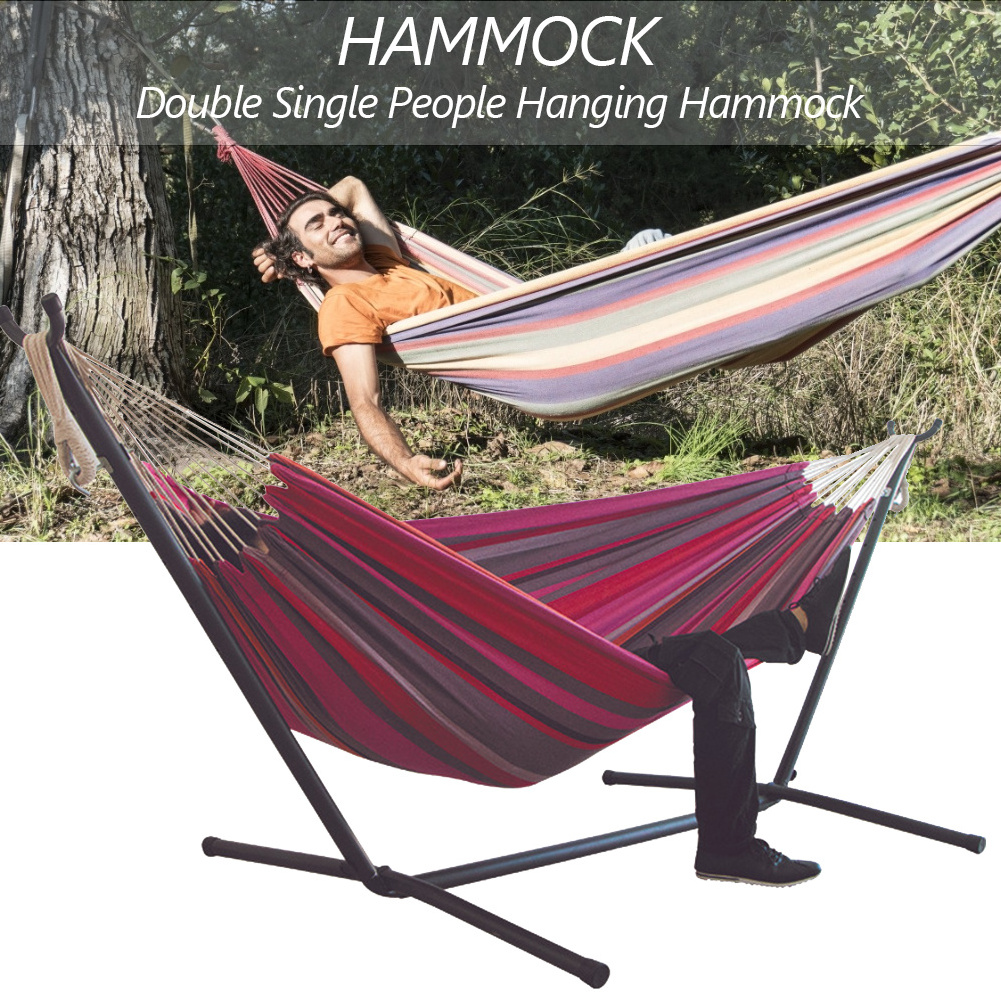 Outdoor Portable Two-person  Thicken Swing Bed Folding Camping Double Hammock Chair With Stand