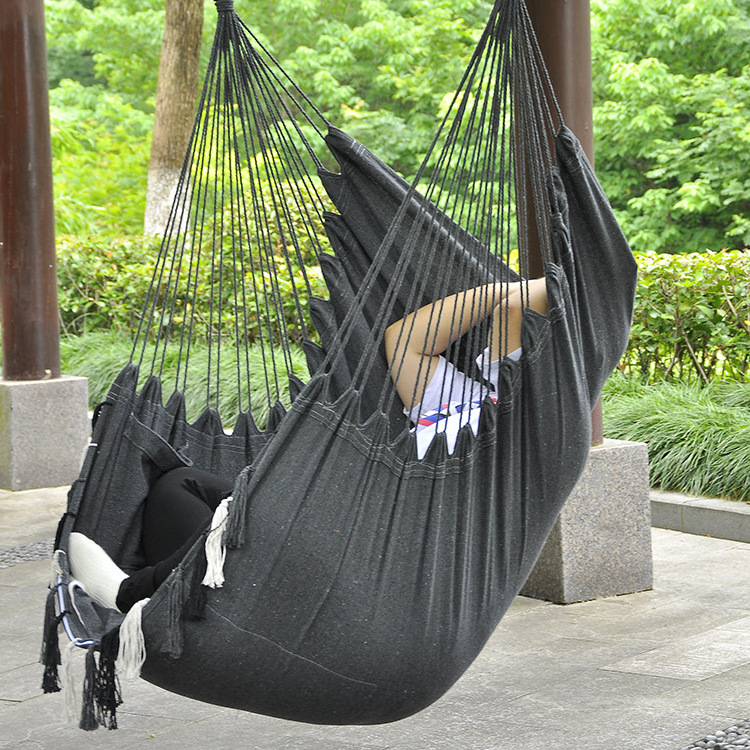 Outdoor Garden Indoor Furniture High Quality Portable Canvas Hammock Swing Chair Hanging With Tassels