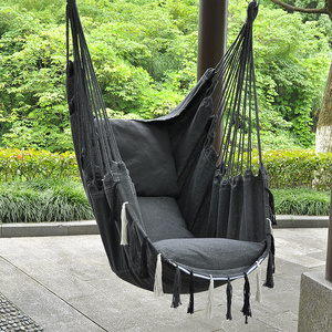 Outdoor Garden Indoor Furniture High Quality Portable Canvas Hammock Swing Chair Hanging With Tassels