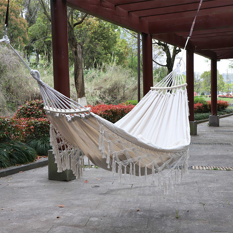 200*150cm Bohemian Swing Hammock Outdoor Garden Camping Canvas Cotton Hammock With Tassel