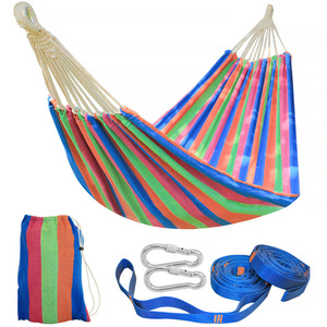 Portable Outdoor Family Extra Large Camping Hanging Folding Cotton Canvas Hammock Swing Bed