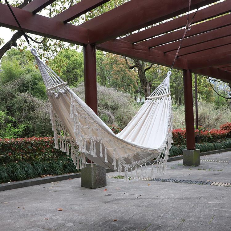 200*150cm Bohemian Swing Hammock Outdoor Garden Camping Canvas Cotton Hammock With Tassel