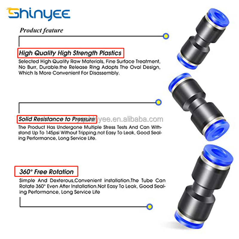 SHINYEE Factory PU series pneumatic connector plastic air quick pex fittings bulkhead fitting 51 tube fittings