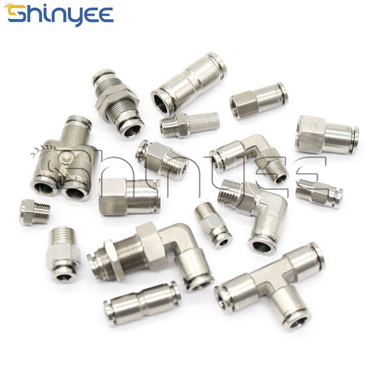 stainless steel pneumatic fitting elbow aluminum fitting 3/8 npt elbow 1/4 push connector connect pipe component air