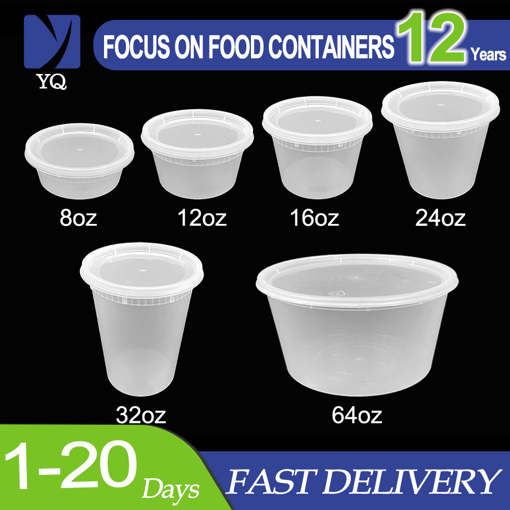 wholesale 448ml /16oz clear round small disposable plastic food salad fruit soup bowl cup container