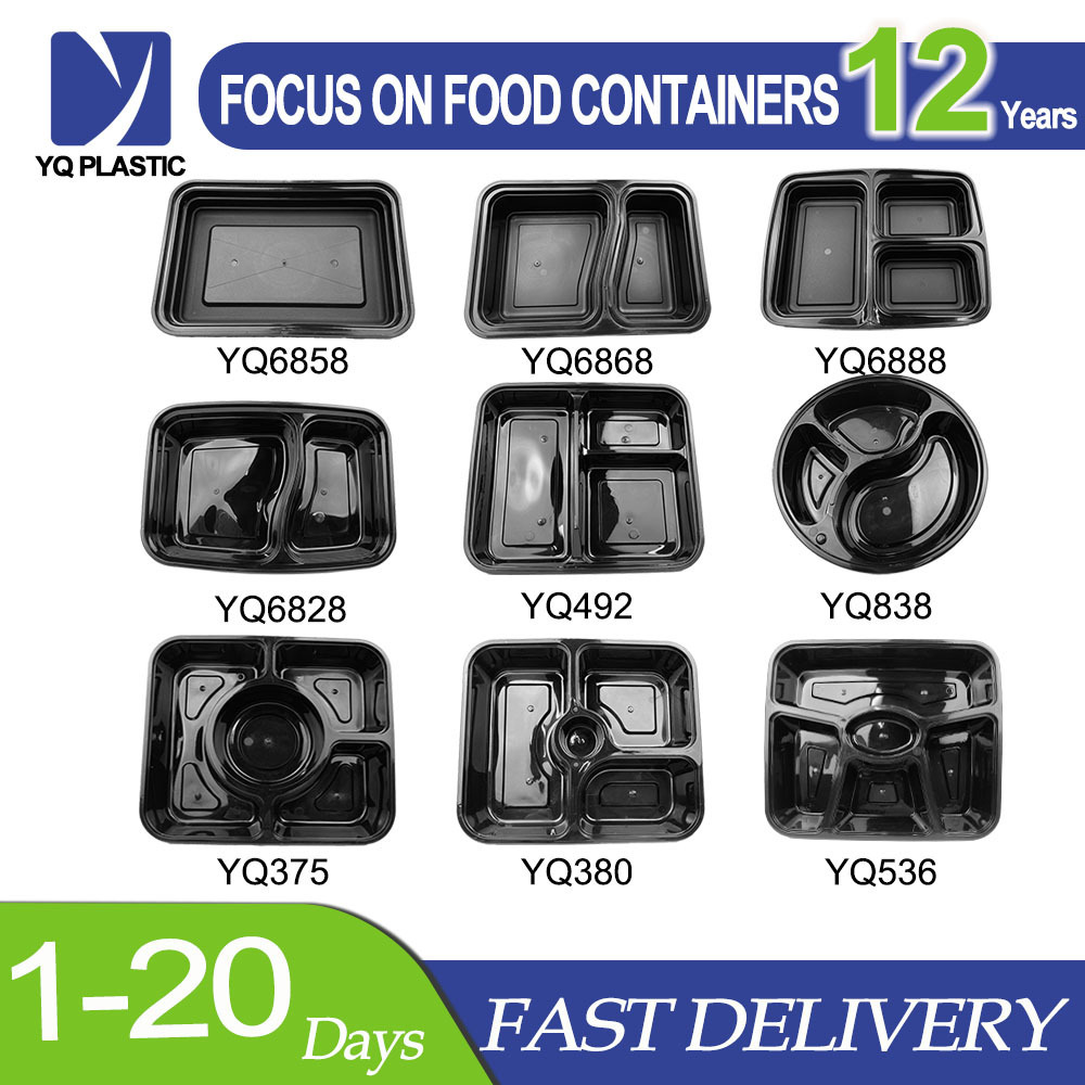 Yiqiang Factory Price Disposable 2 Compartment 3 CompartmentPlastic Take Away Bento Lunch Box Food Container