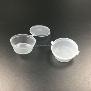 wholesale 45ml mini clear disposable plastic sauce cup / container with hinged lid