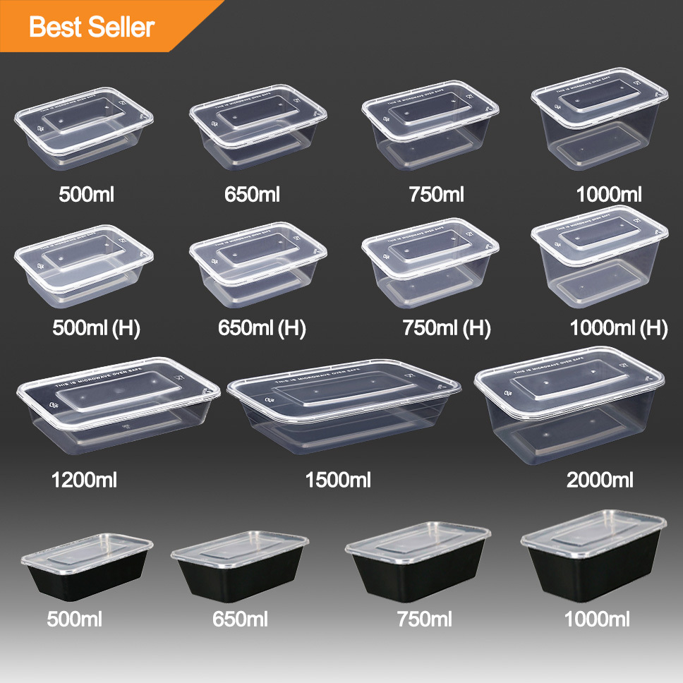 YiQiang Hot Selling Custom Clear Rectangular Disposable Microwaveable Lunch Box,Plastic Food Container With Lid