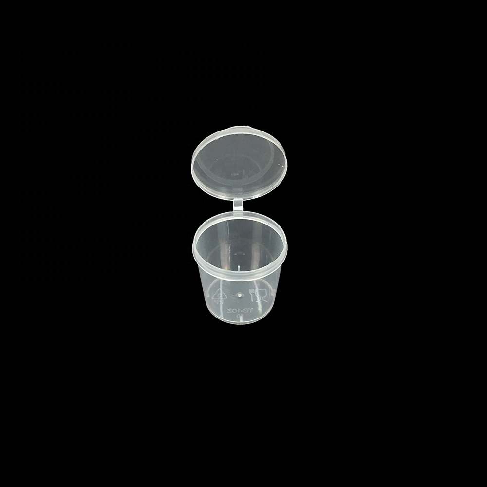 Hot Sale 1OZ/28ML Disposable Restaurant Small Plastic Food Container, Clear Sauce Cup With Hinged Lid