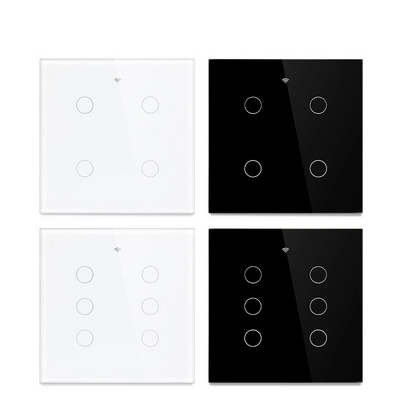 UNKAS Tuya Brazil 4x4 WiFi 4 / 6 Gang Wall Light Switch Touch-Sensor Smart Home Interruptor Work With Alexa Google Home