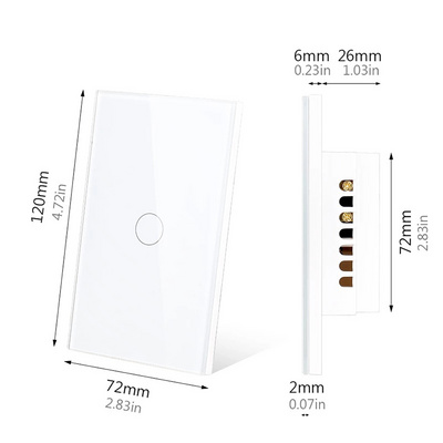 US standard Smart Home Wifi Touch Switch No Neutral Wire Required 1/2/3 Gang Light Switch Support Alexa Tuya App Remote