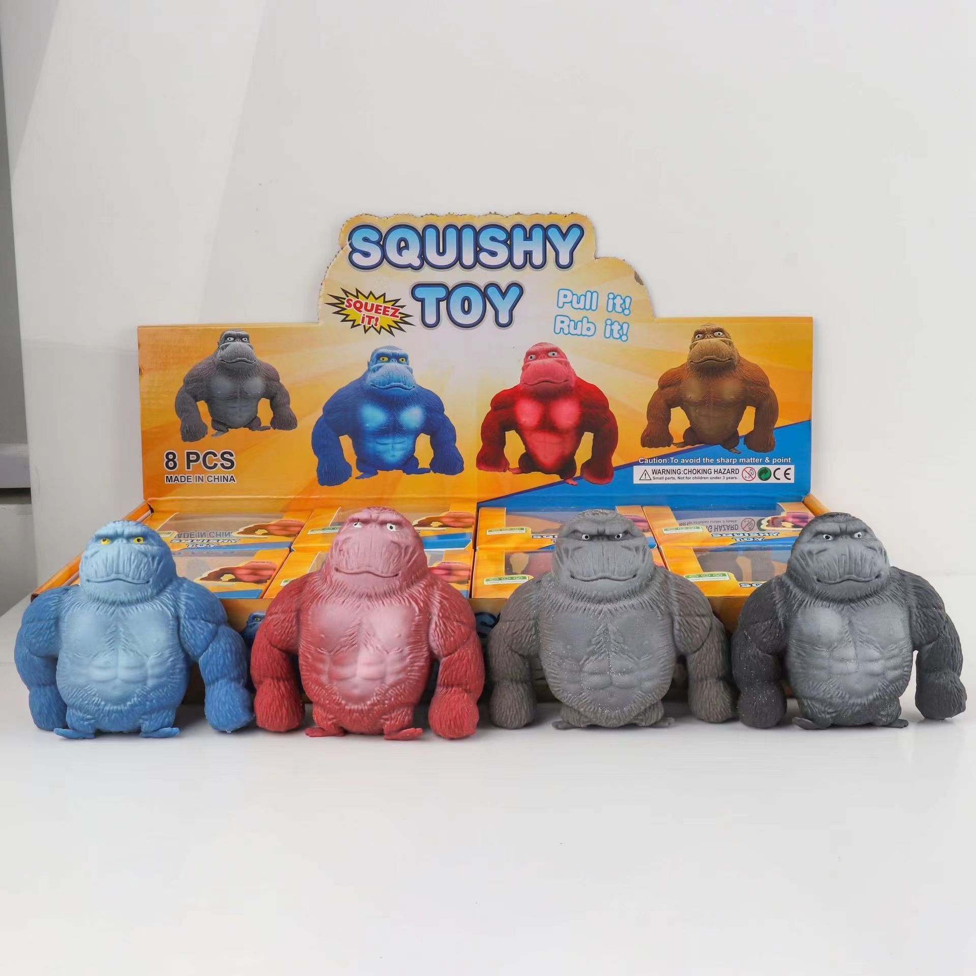 In Stock Colorful Squeeze Animal Stretch Gorillas Sand Toys Plastic Squishy Relief Stress Squeezing Toys