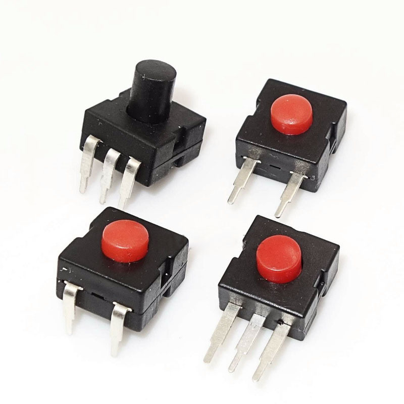 Mini push-key switch 2 pin push Button On Off  Switch 12*12 mm self-locking red flashlight small switch