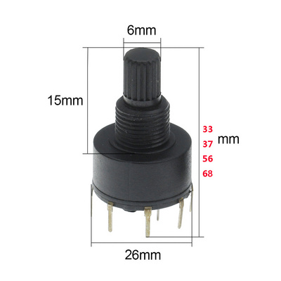 rotary switch 2 Pole 3 4 Position 1 Pole 5 6 8 Position  SR13  SR26 PCB Terminal  12 Position  Band Switch For Oven