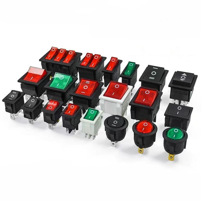 6A 10A 16A 20A round square rocker power switch with red green button with