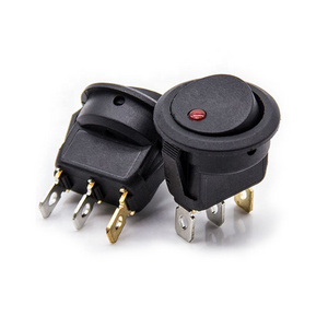 Red LED Light ON-OFF Rocker Switch 3-Pin 2 Position SPST Snap-in Round Rocker Switch with LED Dot Light