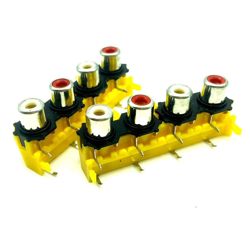 AV4-8.4-16  4 way  general purpose rca jack for pcb mount AV RCA input jack socket 8 pin rca connector plug