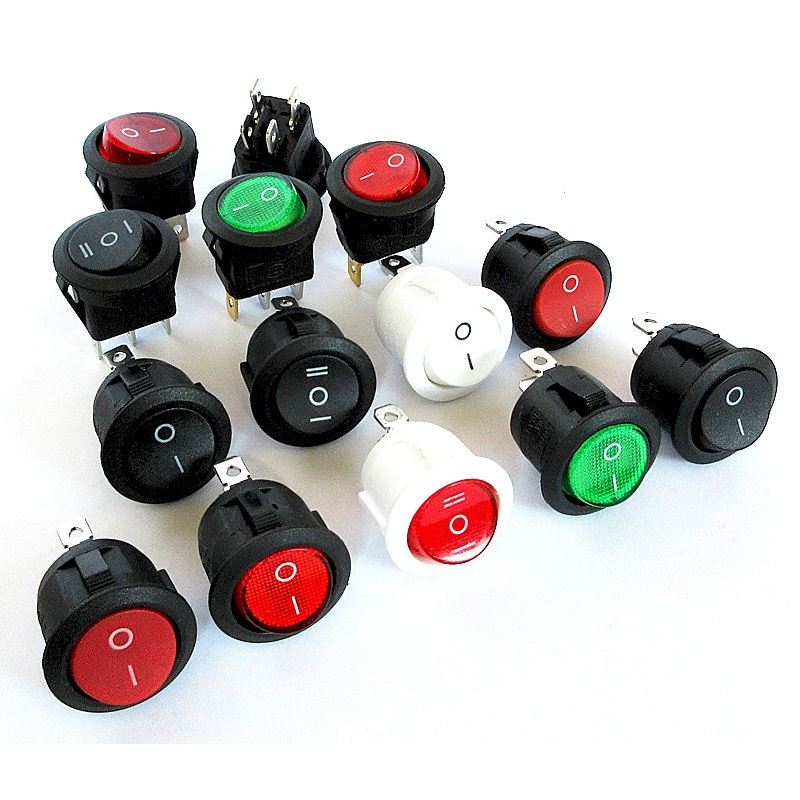 KCD1 KCD2 white red led rocker switch dtdp on-off KCD3 KCD4 round boat  t85 rocker switch mount 15mm round rocker switch