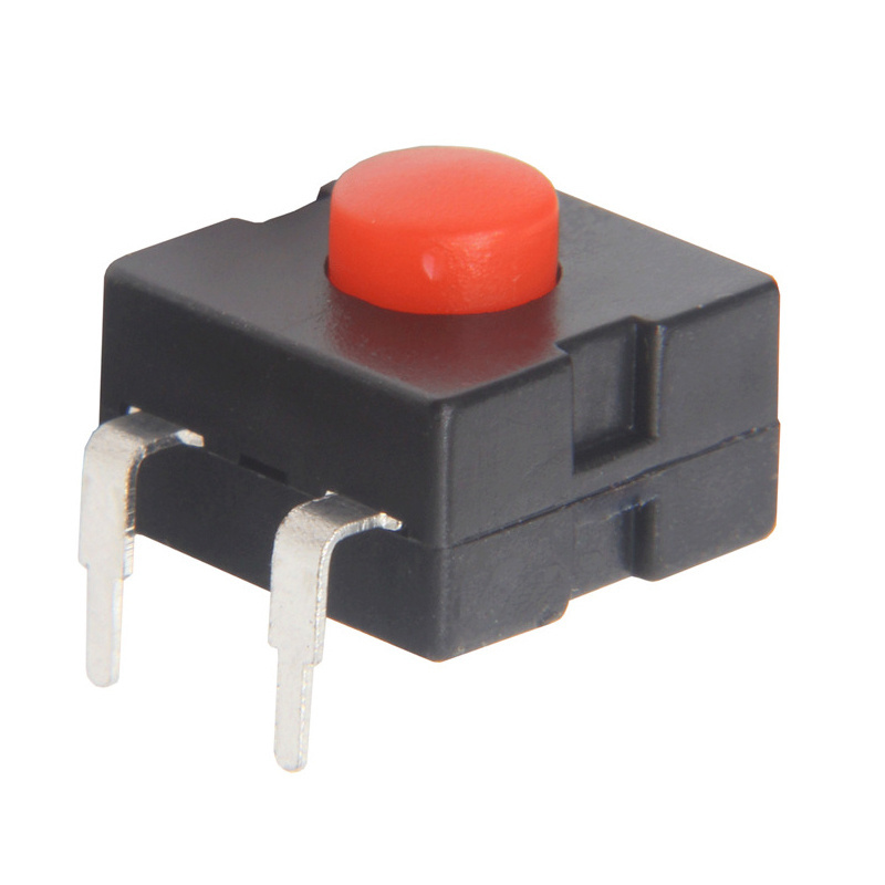 Mini push-key switch 2 pin push Button On Off  Switch 12*12 mm self-locking red flashlight small switch