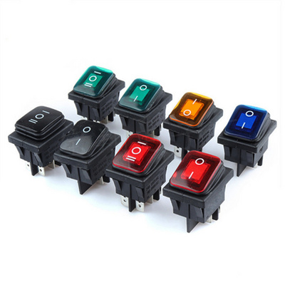 KCD4 Heavy Duty 16A 250VAC 30x22 Waterproof Rocker Switch 6pin DPDT ON OFF ON 12V 220V Red Green LED Light Rocker Switch