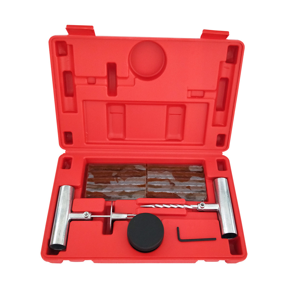 Heavy duty tire repair tool kit with tire repair plug safe hand tools