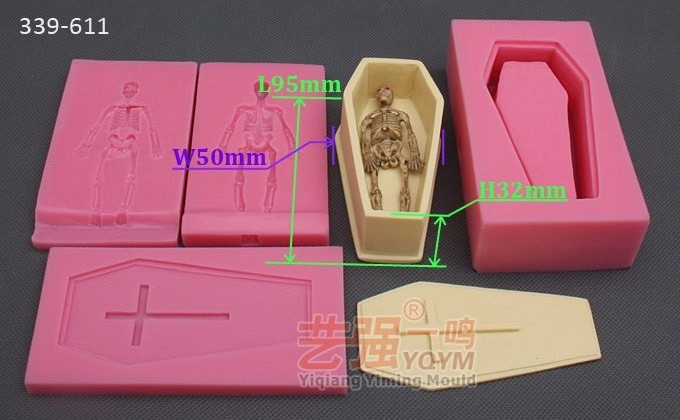 silicone coffin cake mould,halloween cake decorations,silicone zombie mould