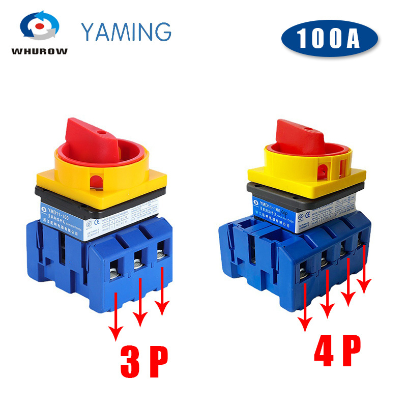 3P Isolator Switch 3 Phase Changeover 2 Position On-off Rotary Power Cut Off Cam Switches YMD11-100A