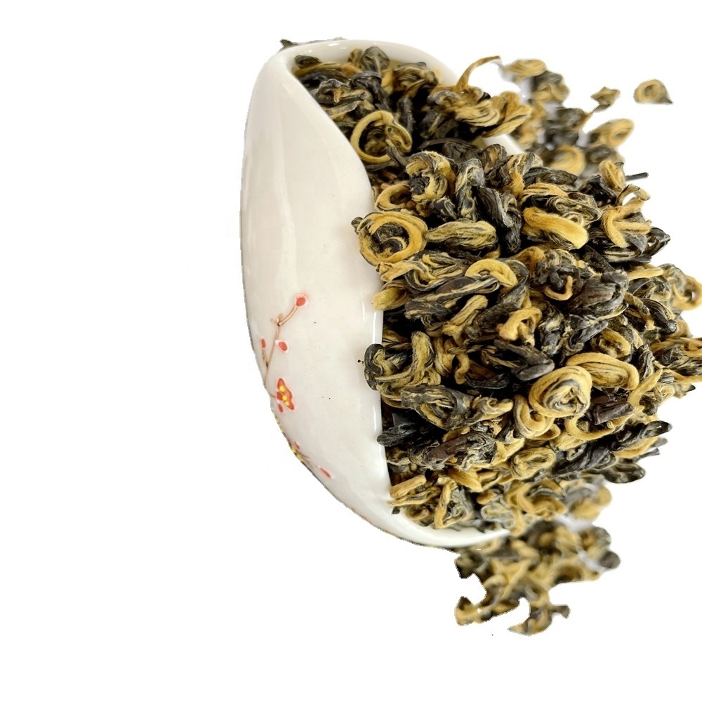 luxury grade China yunnan Black snail tea golden tips yunnan dian hong luo cha good tasty strong fragrance  lasting sweet taste