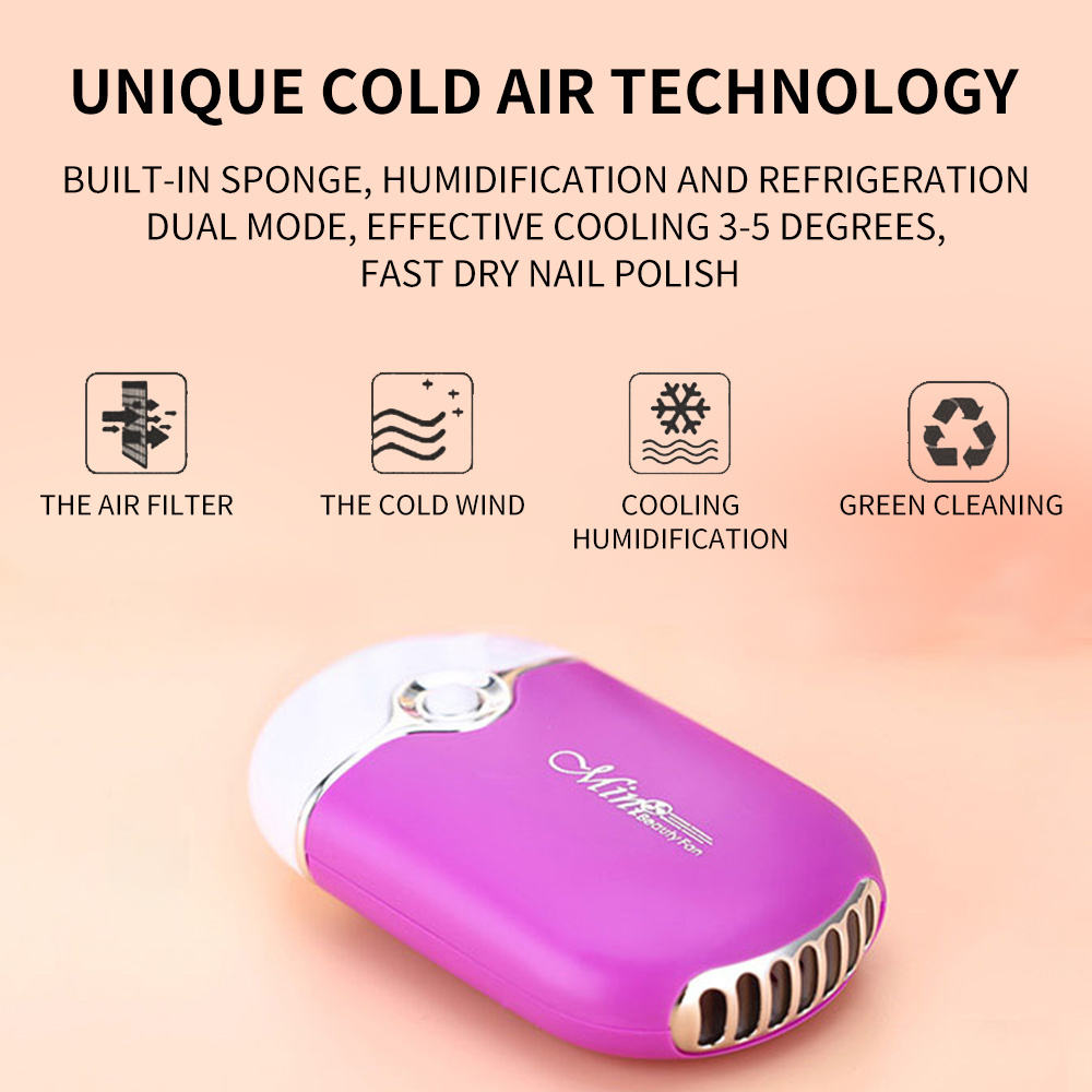 Cooling Usb Portable Rechargeable Handfree Personal Ice Cute Wind Battery Fan Multicolour Handheld Light Up Pocket mini Fan