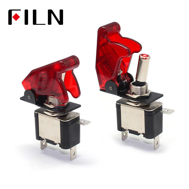 Auto Car Boat Truck Illuminated Led on off Toggle Switch With Safety Aircraft Flip Up Cover Guard 12V20A ASW-07D