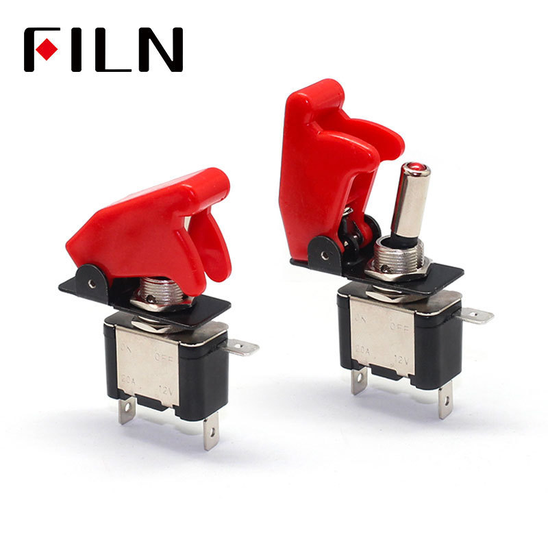 Auto Car Boat Truck Illuminated Led on off Toggle Switch With Safety Aircraft Flip Up Cover Guard 12V20A ASW-07D