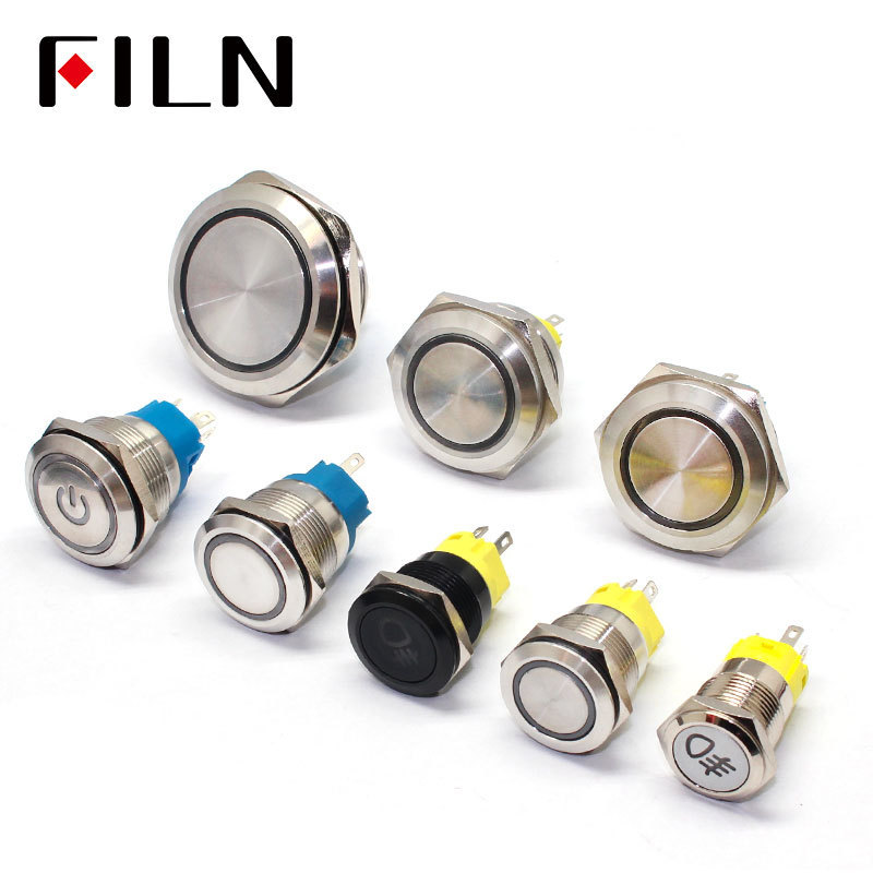 12mm CE auto illuminated and timer push button 3V led switch red yellow blue waterproof ip68 stainless steel button switch