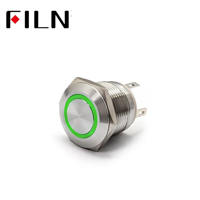 FILN 19mm  Waterproof Metal  Garage Door Push Button Switch Classic durable  12V  Ring LED Momentary Push Button Lamp Switches