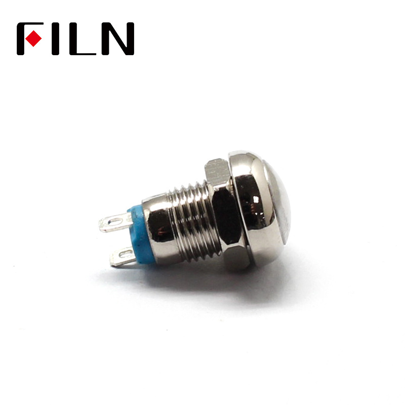 FILN 10mm 1NO ball small momentary metal push button push on off switch without light