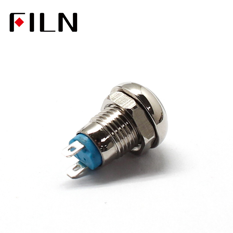 FILN 10mm 1NO ball small momentary metal push button push on off switch without light