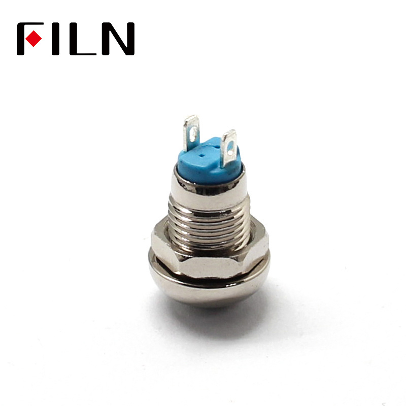 FILN 10mm 1NO ball small momentary metal push button push on off switch without light