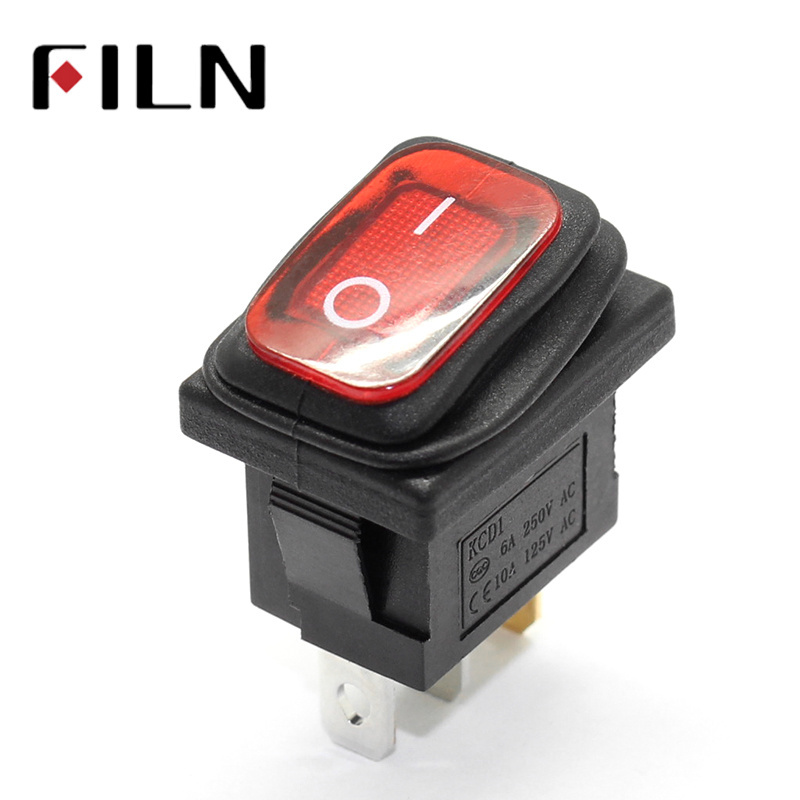 kcd1 waterproof 6a250v 3 rocker switch on off  2position red light switch