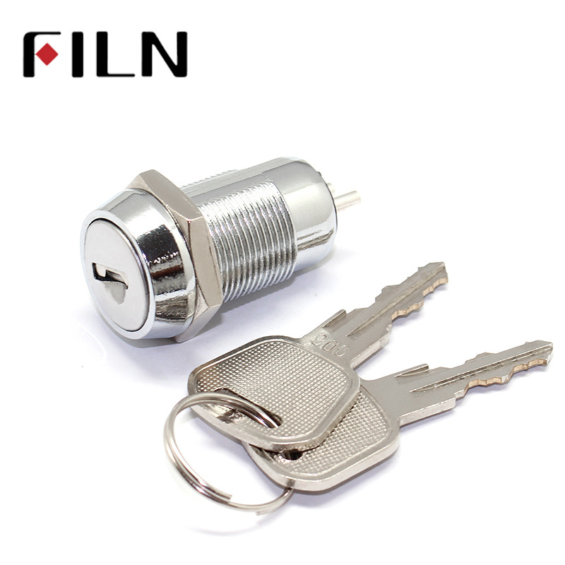 FILN  Panel 19mm stainless steel key lock switch on off with 2 metal key, accept different key combinations