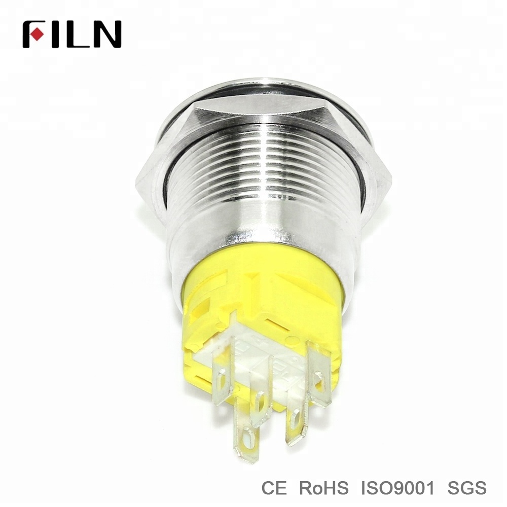 19mm Momentary latching explosion proof switch metal push button with 6V 12V 24V  LED lamp